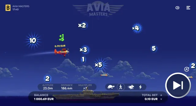Aviamasters round in progress with the auto cash-out field set to 2x