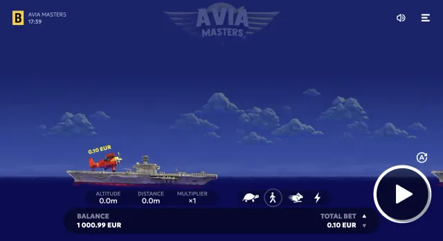 Aviamasters round at take-off with the multiplier readout visible